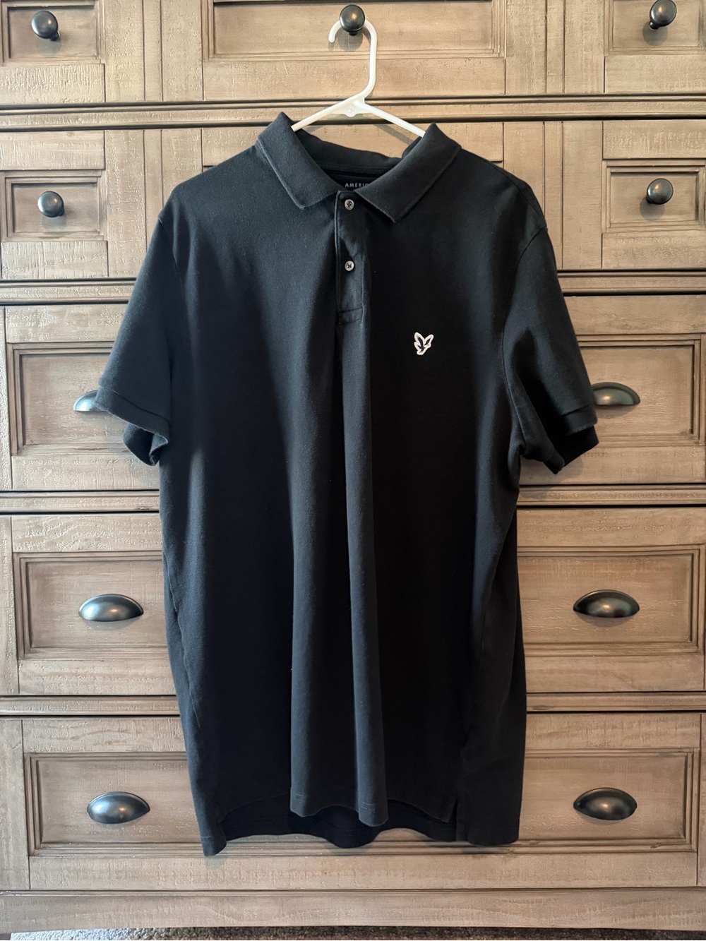 American Eagle Outfitters Black Polo with White Embroidered Logo